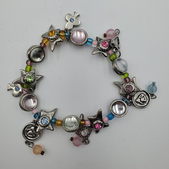No Makers Mark Jewelry - Silver Women's Stretch Bracelet Rhinestones